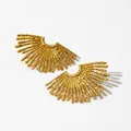 Orecchini a ventaglio dorati irregolari con texture a raggiera in acciaio inossidabile - Oro