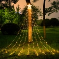 Solar warm white LED star waterfall lights for outdoor Christmas garden decoration - Star EU Plug / Warm White