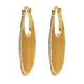Orecchini a cerchio ovali placcati oro 18k con strisce verticali e zirconi - Stile Ovale Grande (FE231113)