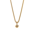 Collar de cadena de serpiente dorada con colgante esférico y piedra de corte rectangular - Blanco