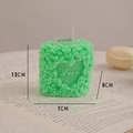 Green rose-shaped scented candle with Love engraving and cotton wick, 7.2x7x5cm size - Macaron Green Cluster (Watery Pomelo Sea)