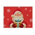 Christmas placemat with Santa Claus holding a golden gift box on festive red background - CD27-30 (Red Santa Claus with Gift)