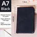 Pocket A7 business notebook in black matte PU leather with 200 pages of 80g Daolin paper - A7 (No Buckle / 100 Sheets) / Black