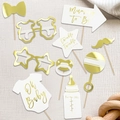 Accessoires photo baby shower or et blanc avec panneaux Mummy To Be et Oh Baby - Doré
