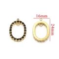 Ovaler goldener Edelstahl-Anhänger mit schwarzen Kristallen und Maßen 16mm x 24mm - Schwarz