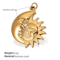 Golden stainless steel sun and moon necklace pendant in an asymmetrical abstract design - Sun and Moon Coexistence Style (PJ545G)