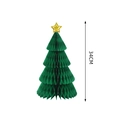 Green honeycomb paper Christmas tree decor with gold star and 34cm height marker - Triangle Christmas Tree / 34cm / Green