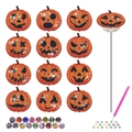 Σετ ζωγραφικής με διαμάντια κολοκύθας Halloween με 12 αυτοκόλλητα και πολύχρωμες χάντρες - Στυλ Απόκριες