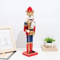 Classic 30cm wooden King nutcracker in red and gold uniform with crown on white desk - 30CM Red King Style
