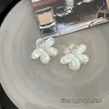Pair of mini iridescent floral hair claws in gradient resin, 2.5cm small size clip - Plum Blossom