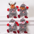 Set di quattro decorazioni natalizie in peluche con renna orso Babbo Natale e pupazzo di neve - Babbo Natale Singolo / Grigio