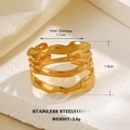 18K gold plated multi-layer ripple open ring made of durable stainless steel - Four-layer Lava Texture Style (575)