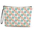 Pink cartoon bear cosmetic bag with heart pattern and zipper wristlet handle - Colorful Argyle Rabbit (Style 4)