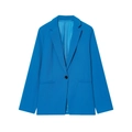 Detalle de chaqueta azul brillante para mujer con solapa de muesca y cierre de un botón - XS / Top Azul
