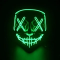 Halloween LED glowing stitch face mask in neon green with black plastic base for parties - Adult / Green