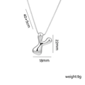Silver puffy balloon letter Y pendant necklace with 40+5cm chain for women - Letter Y (Silver)