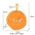 Ciondolo ali d'angelo in rame dorato con smalto arancione e dettagli sulle dimensioni - Ala / Arancione