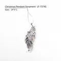 Silver feather Christmas ornament LF-7374S, hanging festive decoration size 14x5x1cm - Silver Feather Pendant (LF-7374S)