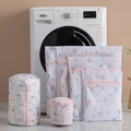 Thickened mesh laundry bag set with tree pattern and pink zipper for washing machines - Small 30*40cm / 70g Fine Mesh Colorful Tree