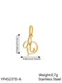 Golden stainless steel letter A charm pendant with precise size measurements - Geometric Heart-A