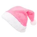 Pink plush Christmas hat for adults with white trim, 30x40cm festive party headwear - 30*40cm / Pink Short Plush (Adult)