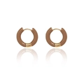 French enamel hoop earrings in caramel and 18K gold plated titanium steel finish - Caramel Brown