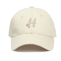 Casquette de baseball beige en coton avec broderie 3D de la lettre H en marron - Poche zippée