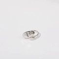 Silver stainless steel open ring featuring a delicate floral engraving on an oval plate - August / Birth Flower Ring
