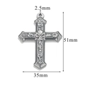 Silver vintage cross pendant with skull relief detail and 51mm by 35mm dimensions - Style Z2305S9/Skull and Floral