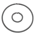 Conjunto de joyas con collar y pulsera de cadena cubana de acero inoxidable negro - Juego de Collar y Pulsera Negro (KS141234-Z)