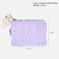Neceser de gasa lila con osito, bolsa portatodo para maquillaje y monedas 14,5x10cm - Púrpura