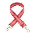 Macro shot of 3.8cm thick colorful gradient geometric woven wide strap with gold clasps - Pink / Gold Buckle