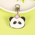 Portachiavi panda in acrilico con motivo ciliegia rosa e chiusura in metallo argento - Portachiavi Panda (Ciliegia)