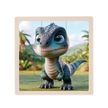 Educational wooden cartoon dinosaur 3D puzzle toy with 9 pieces for early childhood learning - Velociraptor