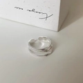 Minimalist silver multi-layered textured open ring with vertical stripe pattern design - Silver Ring