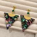 2510068 Colorful Textured Triangle Earrings
