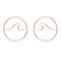 Pendientes de botón minimalistas en oro rosa con diseño de ola marina circular - Oro rosa