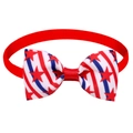 Detail of USA flag pet bowtie showing high-quality star and stripe ribbed fabric texture - Dense Star Stripes