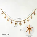 Brown velvet Christmas garland with handmade bows and golden bells, 180cm length - Light Coffee