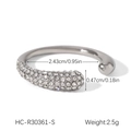 Detail view of silver open ring with dimensions 2.43cm inner diameter and 2.5g weight - Silver Pave Zirconia Open Ring (HC-R30361-S)