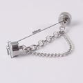 Detail view of silver magnetic nose chain showing dimensions of 40mm length and 7.5mm diameter - Chain Magnetic Ear Clip / Silver