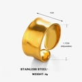 Anillo ajustable de acero inoxidable dorado con textura martillada y banda de 1cm - Apertura ancha ajustable / Dorado