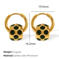 Boucles d'oreilles créoles en acier doré avec strass verts et design géométrique rétro - Boucles d'Oreilles Dorées Strass Vert (EH836GNRG)