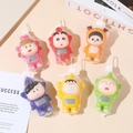 Set of six colorful squeeze toys in white mesh bags arranged on a minimalist desk - Cartoon Boy Friends 10cm