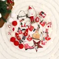 21-piece Christmas tree ornament set featuring red dolls, stars, and snowflakes - 21-Piece Set / Red Zirconia Set