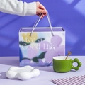 Tazza in ceramica verde con piattino nuvola e cucchiaio d'oro in confezione regalo - 250ML / verde oliva