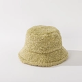 Dettaglio della spessa texture in pile verde chiaro di questo cappello da pescatore - M(56-58cm) / Verde