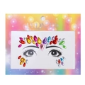 Colorful acrylic face and body rhinestones on white card showing eye placement - Style DE-10-4 / Colorful