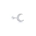 S925 sterling silver crescent moon cartilage stud earring with cubic zirconia stones - Moon Shape #1