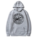 Light gray hoodie with round black alligator emblem and Alcatraz graphic on white background - Light Gray